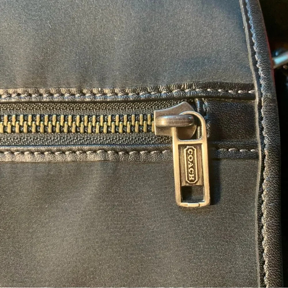 Coach Nylon Laptop Messenger Bag in Black with Silver Hardware